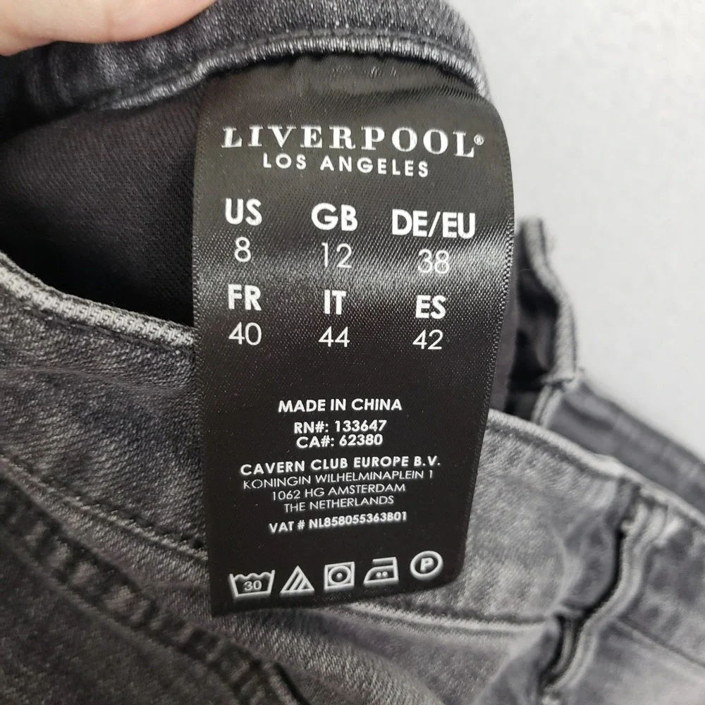 Liverpool Size 29 Straight Leg Crop Jean Distressed Black Grunge Casual Everyday